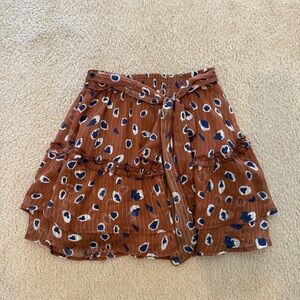 NWT Princess Polly Rust Brown Printed Tiered Mini Skirt